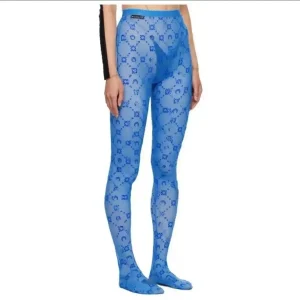 High Waist Pants Women Street Wear Elastic Slimming Tight Thin Socks Autumn Fashion Solid Color Moon Perspective Mesh Plush