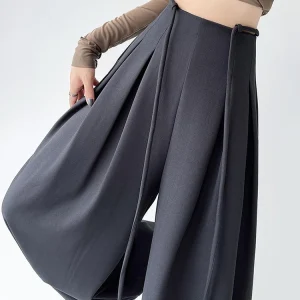 Fashion Street Casual Loose Woman Pants Summer New Solid Color Slim Women Pants Simple Basic Black Apricot Wide Leg Pants Female